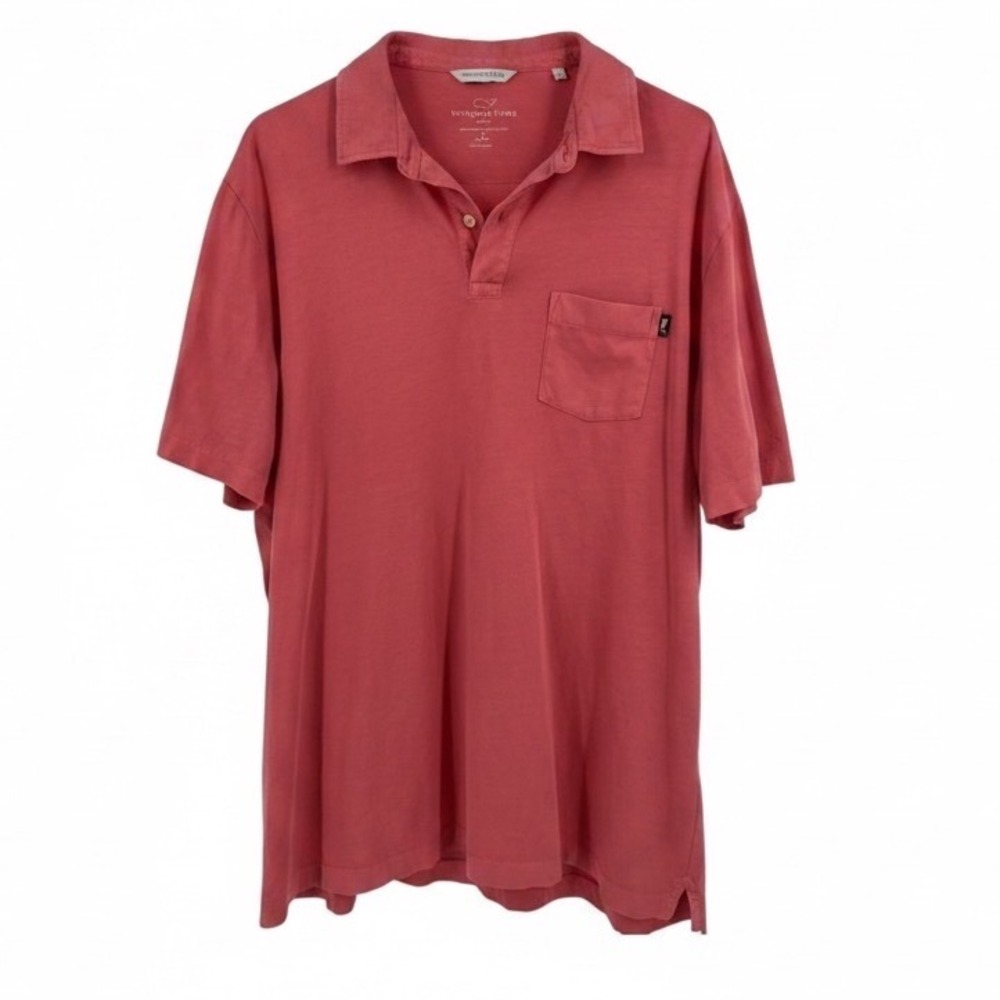 Vineyard Vines Slim‎ Fit Pima Cotton Polo Salmon Pink Mens Large Short Sleeve